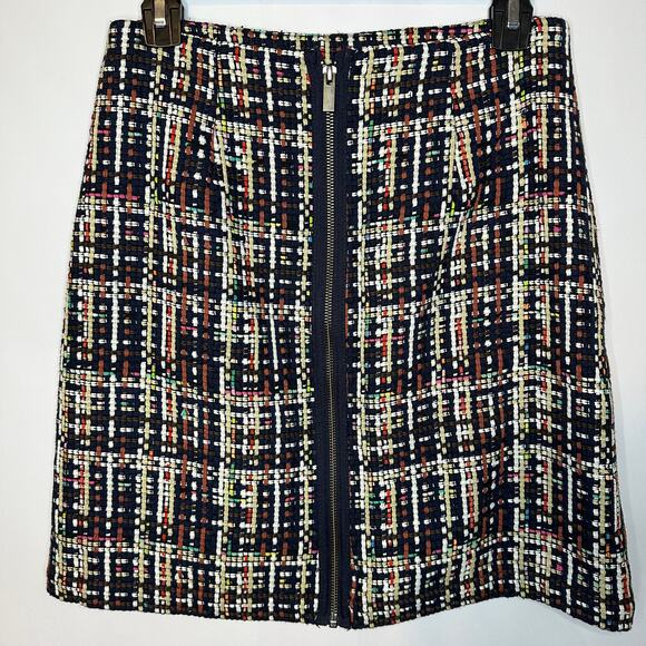 Halogen Tweed Multi-Color Straight Exposed Zipper Skirt Women's Size 4 - Picture 3 of 5